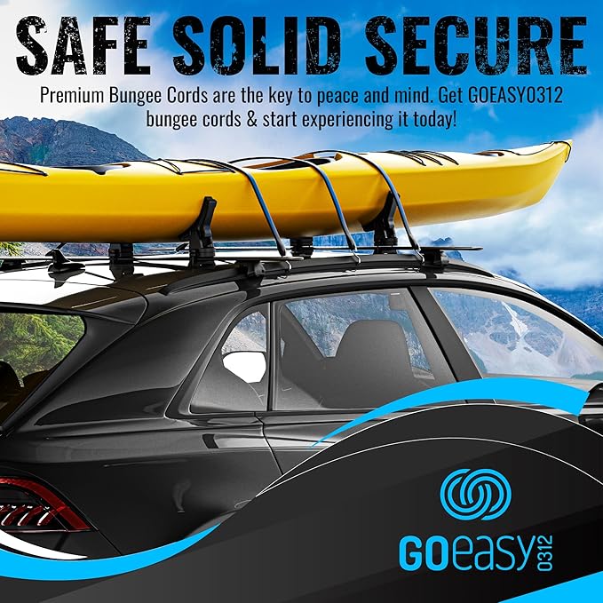 GOEASY0312 Rubber Bungee Cords with Hooks - Heavy Duty Max Stretch 1.8X & Over 180 LBS Load, 100% EPDM Bungee Straps, 10", 15", 21", 31" (10 Pack) for Cargo, Trucks & Outdoor Extreme Weather Use