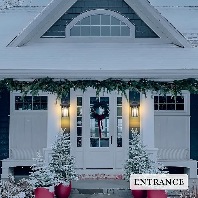 Darkaway Large Outdoor Wall Lights for House, 18inch Exterior Lighting Fixtures Wall Mount Outdoor Porch Lights Waterproof Black Outdoor Sconce Lights with Seeded Glass for Patio Hallway Garage