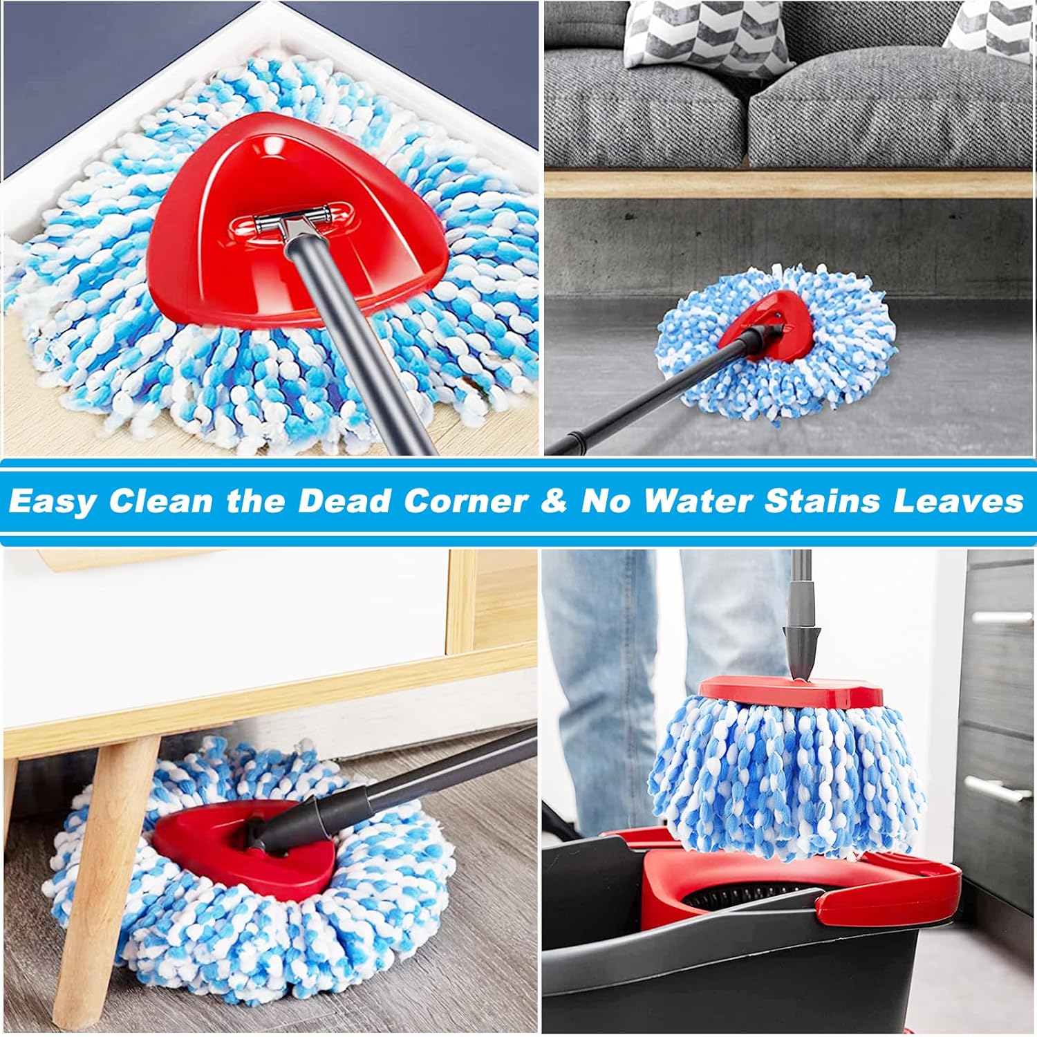 16 Pack Spin Mop Replacement Heads, Only Fit for RinseClean 2-Tank System, 100% Microfiber Spin Mop Refill Head,Spinning Mop Head Replacement for Floor Cleaning