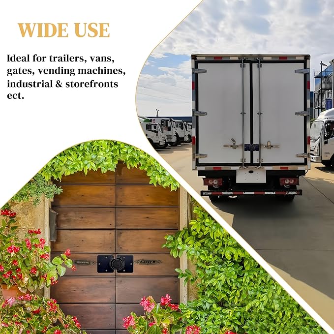 2 Pack Van Door Locks Keyed Alike, 73mm Heavy Duty Solid Steel Hidden Shackle Padlock and Hasp Set, with 4pcs Keys and 80mm Screws for Vans, Trucks, Gates, Trailer Black