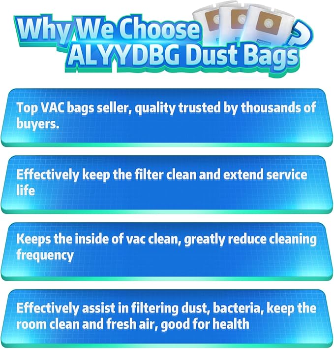 10 PCS Bundle Set 3 Gallon Vac Bags, ALYYDBG Type C 90669 9066900 9066933, All Around Vac Filter Bags