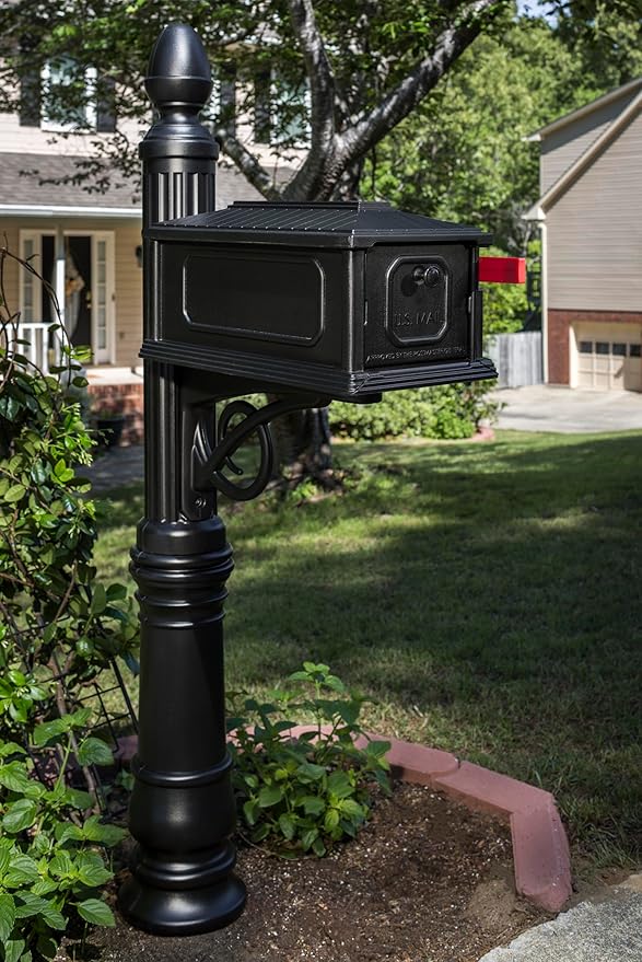 Architectural Mailboxes Stratford Plastic Mailbox and Post Kit, SC000BAM, Black, Medium Capacity