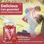 Iron Gummies Supplements for Women & Kids - Multivitamin with Iron for Blood Oxygen, Great Tasting Iron Gummy Vitamins with Vitamin C for Max Absorption - Vegan Iron Chewable (180 Count, Strawberry)