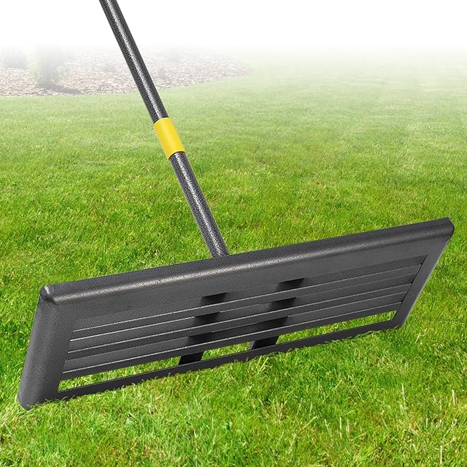 Professional Lawn Leveling Rake 30x10in - Heavy Duty Leveling Tool with 72in Adjustable Stainless Steel Handle | Golf Field Sand Spreader, Football Pitch Grass Leveler | Rustproof Turf Grading Rake