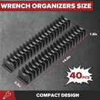 40PCS Modular Wrench Organizer Wrench Holder - Wrench Tool Organizers for Tool Drawer Storage, Wrench Storage Set with Metric & SAE Label, Wrench Rack Tool Gift for Professional Mechanics Men, Black