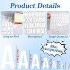 Letter Stickers Small Alphabet Stickers Numbers and Letters Self Adhesive Vinyl Waterproof Sticker for Scrapbooking, Water Bottles,Cup,Mailbox Address,Sign,DIY Crafts Art (White, 0.5 Inch)