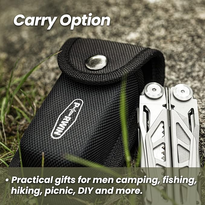 Multitool, 17-in-1 Stainless Steel Multi Tool Pliers with Self-Locking, Pocket Knife, Nylon Sheath, Professional (EDC) Multi-Tool for Survival, Camping and Hunting, Hiking, Gifts for Men