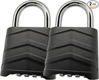 SEPOX 2PCS Large Combination Padlock, Outdoor Combo Lock 2.2" 55mm Heavy Duty Weatherproof, Ressetable 4 Digital, Security Aluminum Body, Uncuttable Shackle, for Warehouse, Home, School, Gate, Garden