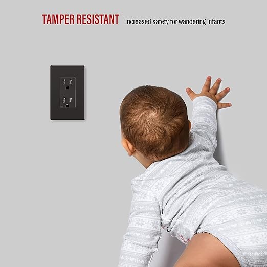 ENERLITES Elite Series Decorator Receptacle Outlet Child Safe Tamper-Resistant, Gloss Finish, Self-Grounding, 2-Pole, Residential Grade, 15A 125V, UL Listed, 61501-TR-DB-10PCS, Dark Bronze (10 Pack)