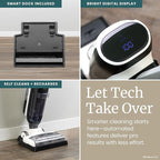 Steam Wet Dry Vacuum | 3-in-1 Steam Mop Picks Up Debris, Deep Scrubs, & Steam Sanitizes All At Once | Auto Self Cleaning | Smart Steam Mop for Hard Floors with Digital Display [White]