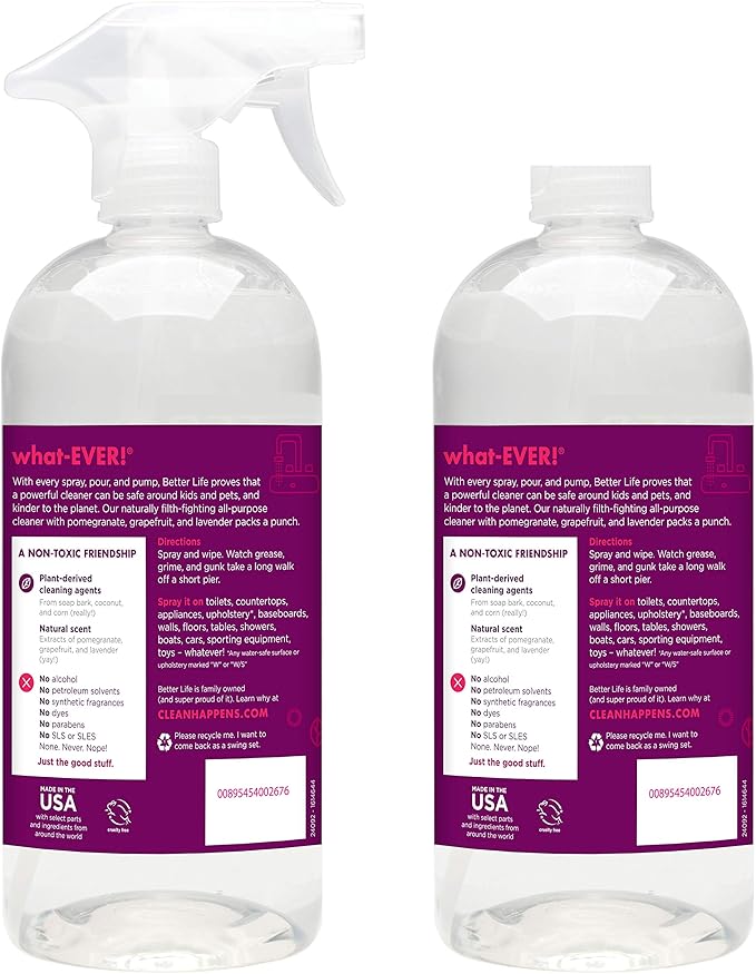 Better Life All Purpose Cleaner - Multipurpose Home and Kitchen Cleaning Spray for Glass, Countertops, Appliances, Upholstery- Multi-surface Spray Cleaner - Currant and Citrus, 32oz (Pack of 2)