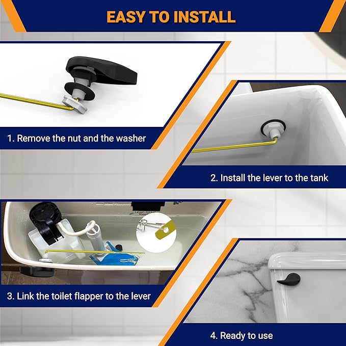 Toilet Handle Replacement (Black Finish, Front Mount)