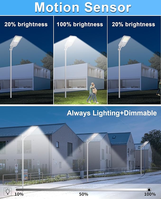 JAYNLT X-8500W Solar Street Lights,6500K Commercial Parking Lot Light Dusk to Dawn Dusk to Dawn,IP68 Waterproof Flood Security Street Lights Motion Sensor for Yard,Street