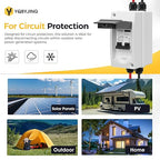 Solar Panel Disconnect Switch 63 Amp 4 Holes DC AC Miniature Circuit Breaker 500V 2 Poles with PV Connector and IP65 Waterproof UV-Proof Box for Outdoor Solar PV Homes Battery