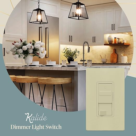 TOPGREENER Digital Dimmer Switch for 200W Dimmable LED/CFL Lights, Single Pole/3-Way LED Slide Dimmer, Neutral Wire Not Required, UL Listed, TGSDS3-I, Ivory, 1 Pack
