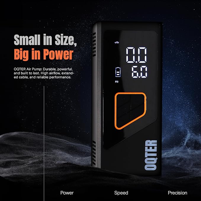 Tire Inflator Portable Air Compressor, 150PSI Portable Tire Inflator For Car, Air Pump for Car Tires with Tire Pressure Gauge Tools, 6000mAh Smart Pump Tire Inflator for Car, Motorcycle & Bike Pump