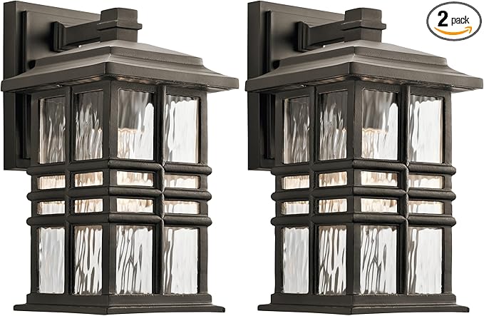 Beacon Square 12" 1 Light Outdoor Wall Light with Clear Hammered Glass in Olde Bronze® (Pack of 2)