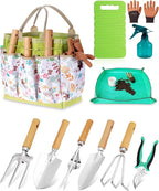Garden Tool Set 11-Piece Heavy Duty Gardening Hand Tools - Rust-Resistant Stainless Steel with Durable Stylish Garden Tools Organizer Tote Bag | Ideal Gardening Gift for Women & Garden Enthusiasts