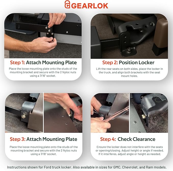 GearLok UnderSeat Truck Locker – Secure Under Seat Storage for Trucks – Lockable Truck Organizers and Storage for Tools, Ammo and Equipment