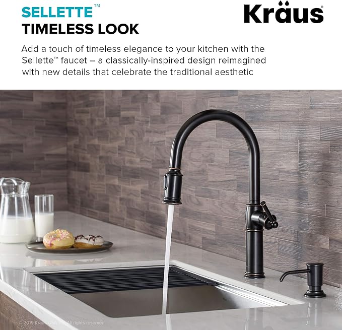 KRAUS KPF-1682ORB Sellette Single Handle Pull-Down Kitchen Faucet, Oil Rubbed Bronze