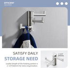 Angle Simple Swivel Towel Hook 3 Arms, SUS 304 Stainless Steel Foldable Robe Towel Hook for Bathroom, Wall Coat Holder, Brushed Nickel