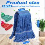 Roshtia 30 Pieces Commercial Mop Head Replacement Floor Cleaning Wet Mop Heads Heavy Duty Large Cotton String Sweeper Refills for Industrial Home Use (Multicolor)