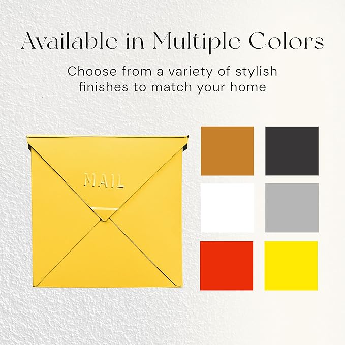 NACH Mailboxes for Outside Wall Mount, 12 x 12 x 4.8 inch Yellow Mail Boxes for House Outside, Waterproof Mailboxes for Outside - Chicago Style Mail Box