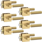 Asidrama 6 Pack Champagne Bronze Passage Door Handles, Door Lever with Door Knobs Indoor for Bedroom or Bathroom, Heavy Duty Door Handles Interior with Locks for Left Right Sided Doors