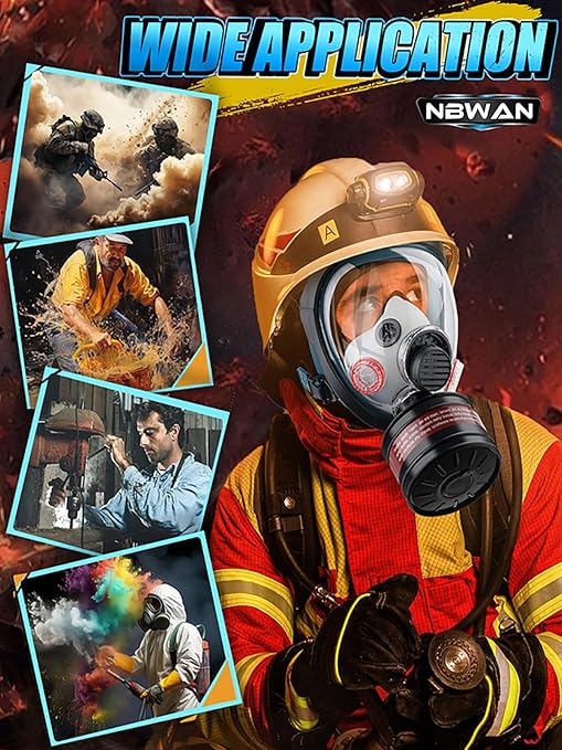 Full Face Gas Mask Respirator, Gas Masks Survival Nuclear and Chemical with 40mm Activated Carbon Filter & 6001 Filters, Respirator Mask for for Organic Vapor, Chemicals, Paint, Dust, Particles