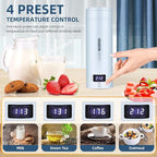 Travel Electric Kettle Portable Small Mini Tea Coffee Kettle Water Boiler, Water Heater with 4 Temperature Control,304 Stainless Steel with Auto Shut-Off & Boil Dry Protection, BPA-Free (Blue)