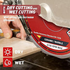 EZARC 10 Inch Diamond Saw Blade, 1" Arbor with 5/8" Brass Washer Adapter, Super Thin Tile Blade for Angle Grinder, Smooth Cutting for Porcelain Ceramic Granite Marble (1-Pack)