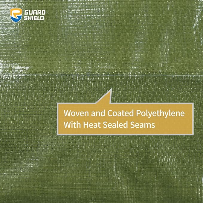 GUARD SHIELD Heavy Duty Tarp 20x20 Feet Green Multi Purpose Thick Waterproof Poly Tarp Cover 10mil