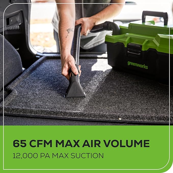 Greenworks 24V Brushless (3 Gallon) Cordless Wet / Dry Shop Vacuum + Accessories, Tool Only