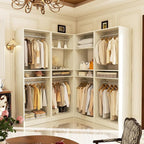 Unikito 100” Closet System, 8.3FT Wood Closet Storage Organizer with 8 Hanging Rods, Adjustable Large Walk in Wardrobe Closet Tower, Sturdy Clothes Garment Rack, Easy Assembly, Set of 4, White Oak