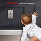 ENERLITES Elite Series Decorator Receptacle Outlet Child Safe Tamper-Resistant, Self-Grounding, Residential Grade, 15A 125V, UL Listed, Brushed Wall Plate Included, 61501-TR-NKWBP, Nickel