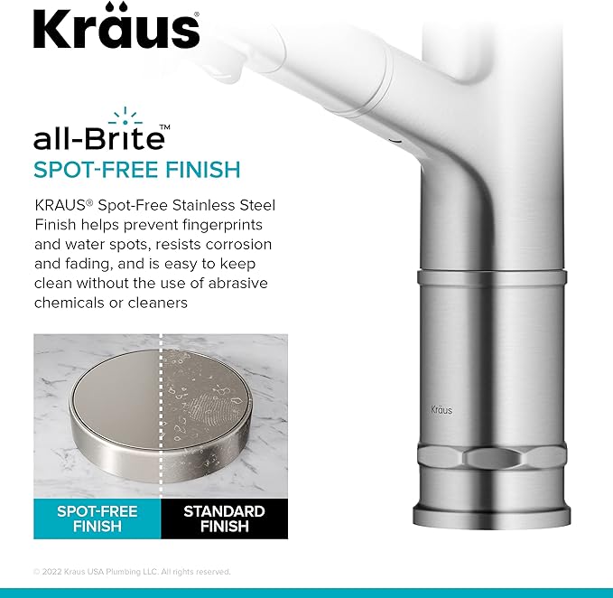 KRAUS Allyn Pull-Out Single Handle Kitchen Faucet in Spot-Free Stainless Steel, KPF-4103SFS
