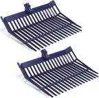Lasnten Manure Fork Replacement Head, 18 Tines Pitchfork Head with Screws and Nuts, Horse Manure Rake for Picking up Grass and Hay (Navy,2 Pcs)