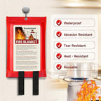 Emergency Fire Blanket for Home and Kitchen Safety - 100% Glass Fiber 40 * 40 Inches Fire Blanket for Kitchen, Car, Office, and School - Fire Blankets Emergency for Home (4 Pcs)