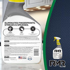 RMR Stainless Steel Cleaner and Polish - Protects Appliances from Fingerprints, Heavy-Duty Scratch and Streak-Free Formula for Refrigerator, Dishwasher, Oven, Grill, 30-Ounce Bottle