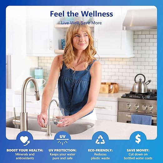 Express Water Reverse Osmosis Alkaline Ultraviolet Water Filtration System – 100 GPD (Modern Brushed Nickel Faucet)