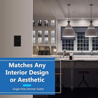 LIDER Dimmer Switch for Dimmable 200W LED/CFL Lights, Single Pole, 120 V, Modern Upgrade, UL Listed, Wall Plate Included, Black, 2 Pack