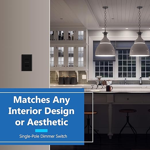 LIDER Dimmer Switch for Dimmable 200W LED/CFL Lights, Single Pole, 120 V, Modern Upgrade, UL Listed, Wall Plate Included, Black, 2 Pack