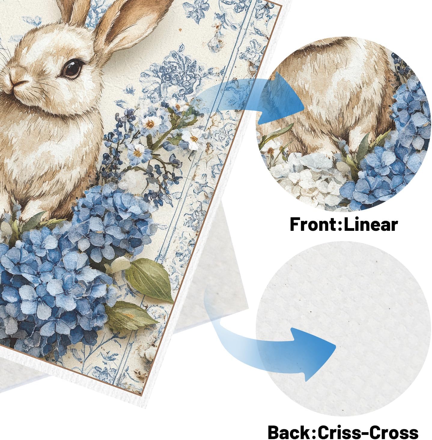 Vintage Swedish Dishcloths for Kitchen, 6PCS Flower Blue Peacock Swedish Dish Cloths Gift Set, Reusable Absorbent Cellulose Sponge Dish Towel for Home Cleaning(7.8 X 7 Inches)