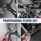 WORKPRO 2-Piece 7-Inch Pliers Wrench & 10-Inch Groove Joint Pliers Set, Quick Adjustment, CR-V Steel, Smooth Jaw & V-Jaw, Upgraded Wide Opening, Ergonomic Grip - for Plumbing, Pipe Work, DIY Projects