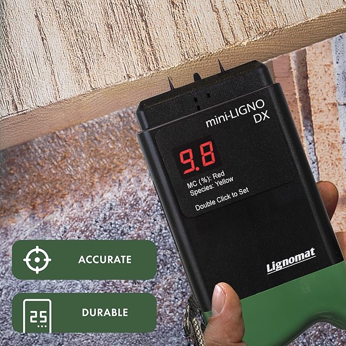 mini-Ligno DX Moisture Meter for Wood, Bamboo, Subfloors, OSB, Laminates, Gypsum, Drywall & Wall Boards, Tester for Woodworking, Flooring & Restoration Projects, Moisture Meters for Detection