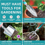 MelonArt Garden Tool Set,8 Pcs Gardening Hand Tool Starter Kit for Women Heavy Duty Outdoor Tool Kit Aluminum Alloy with Non Slip Ergonomic Handle, Ideal Gifts for Women and Men, Green&Pink