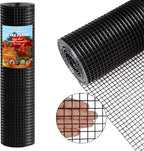 Thinkahead Black Hardware Cloth 1/2 in 24 x 50 ft 19 Gauge Vinyl PVC Coated Galvanized Chicken Wire Fencing, Garden Fence, Rabbit Wire