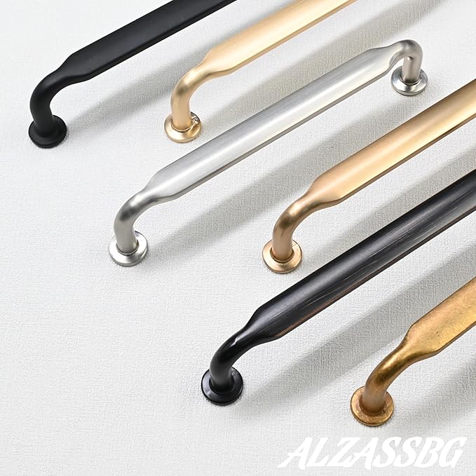 Alzassbg 6 Pack Matt Black Cabinet Handles, 6-1/4 Inch(160mm) Hole Centers Arch Modern Cabinet Pulls Kitchen Cabinets Hardware for Cabinets and Drawers AL3503MB