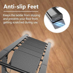 GameGem 6 Step Ladder for 12 Feet High Ceiling, Lightweight Aluminum Folding Step Stool with Convenient Handgrip, Stepladders with Anti-Slip and Wide Pedal for Home Use Space Saving - Black