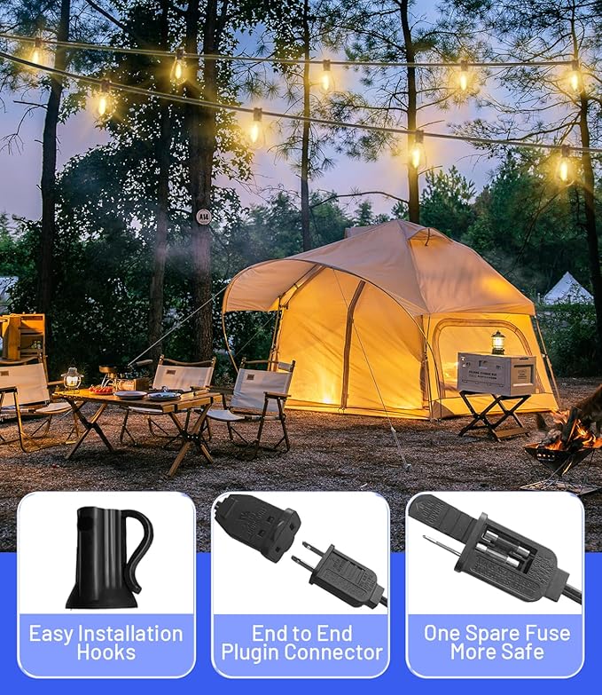 Tenmiro 200FT Outdoor String Lights, Ultra Long LED Patio Lights with Shatterproof High Brightness S11 Edison Bulbs, Outside Hanging Light Waterproof for Backyard Deck Porch Party Decor 2700K